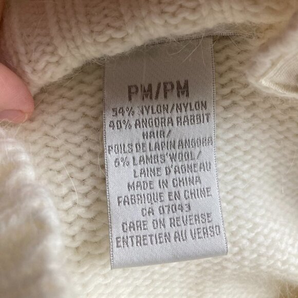 SARAH SPENCER Neutral Angora Lambswool Blend Fuzzy Knit Sweater US M - Picture 6 of 7